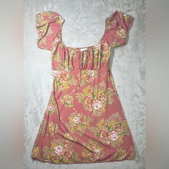 Auguste the Label Bonnie Beachside Floral Peach Pink Yellow Green Mini Dress 4 - Picture 3 of 16